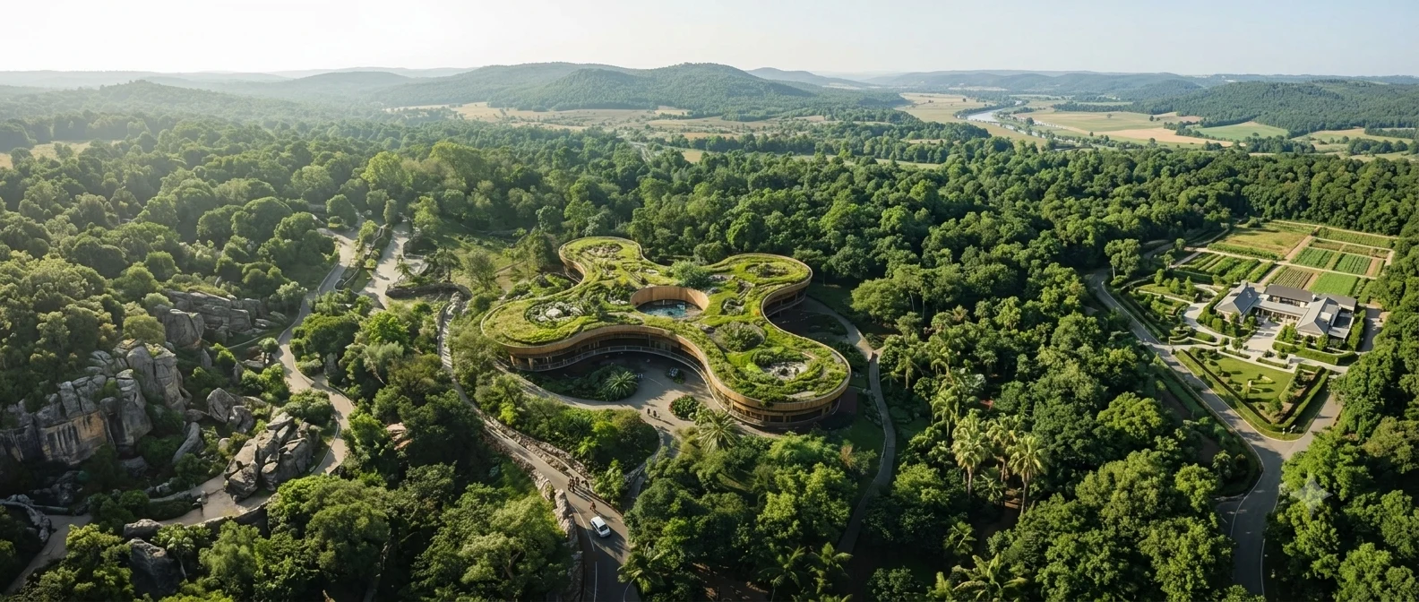 Vue aérienne du futur centre de recherche Neguentropia
