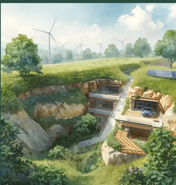 Laboratoires souterrains intégrés dans la nature - aquarelle